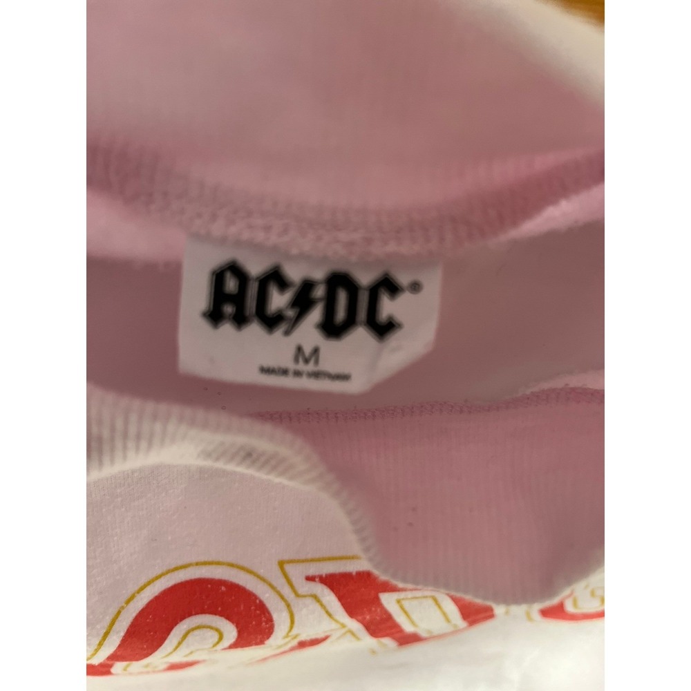 ACDC Band Cropped Sweatshirt Pink Rock Concert Tour Graphic Pullover‎ - Picture 6 of 6